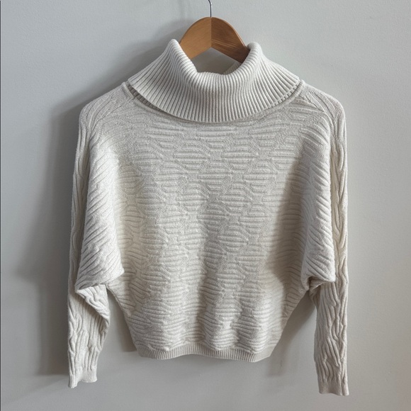 Cyrus Cream Cowl Neck Sweater with Textured Knit – Size Small - Picture 3 of 5